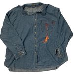 Disney Pooh brand tigger embroidered denim button down size 26\28W 100% cotton Photo 0