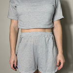 None Gray White Short Sleeve Shirt and Shorts Set Size Small Photo 0
