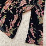 Band of Gypsies Floral Black Velvet Bell Sleeve V-Neck Romper Photo 2