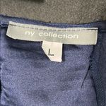 Ny Collection  Blue Tie Front Bib Collar Blouse Photo 6