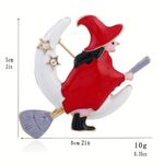 1pc Dropping Enamel Red‎ Witch White Moon Shape Brooch Pin Gold Plated Photo 6