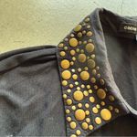 Cable & Gauge  /  Womens Button Down Shirt Studded Collar 3/4 sleeve / black Photo 8