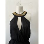 Charlotte Russe Y2k Prom Black Halter Egyptian Gold Beaded Maxi Dress Formal L Photo 1