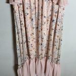 Ellison  Tansy Tiered Peplum Floral Midi Dress Women's Small Pink Polka Dot Flowy Photo 11