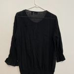 Chico's  1 Solid Black Sequin Beaded 3/4 Sleeve 100% Cotton Drop Waist Tunic Top Photo 14