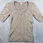 Sundance M Yellow & Purple Heathered Short Sleeve Knit Top Blouse Boho Colorful Photo 0