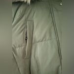 Ralph Lauren  Army Green Faux-Trim Hooded Puffer Coat, Pull Waist, Fur Hood;  L Photo 3