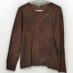 Ralph Lauren Lauren  Women's XL Paisley Print Crewneck Sweater Silk Cashmere Photo 0