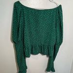 Topshop Heart Print Tea Blouse Mid Green Photo 11