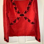 Reba  Red/Black V Neck Embroidered/Beaded Detail L Photo 3