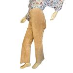 MARGARET GODFREY TAN SUEDE WHIP STITCH W/FLORAL DESIGN FLARE LEG PANTS (10) Photo 4