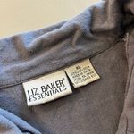 Liz Baker Vintage 90s Blue Textured Silk Button Front Short Sleeve Oversized Shirt Size XL Photo 5