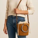 Banana Republic  Suede Ring-Handle Bucket Bag –Camel Tan Adjustable Crossbody Photo 0