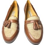 Etienne Aigner 8.5 brown leather and linen tassel loafers Slip On Flats Womens Photo 2