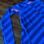 Nike Pro Combat Dri-Fit Top Women Small Blue Striped Stretch Lined Raglan Sleeve Photo 3