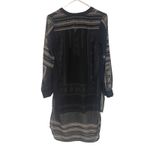 Knox Rose  XS Black Printed High Low Boho Roll Tab Sleeves‎ Sheer Tunic Top Photo 5