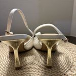 ALDO  Fiona white mesh slingback heels with gold accents Size 9.5M Photo 5