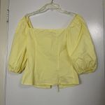 Etophe studios  Yellow puffer sleeve cropped tie front blouse top medium Photo 4
