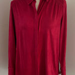 Chico's  Cherry Red Button Down Faux Suede Shirt sz 0(4) Photo 0