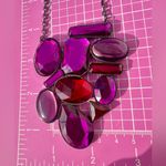 Lucky Brand  Elegant Pink Gemstone chain Necklace black tone 24” Photo 1