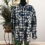 Ana Women Top L Plaid Tie Die Long Sleeve Button Up Collared Y2K Dark Academia Size L Photo 0