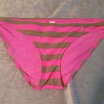 Aerie  American Eagle size M Pink Brown Stripe Bikini Bottoms Swim Photo 0