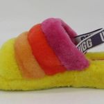 UGG  WOMEN FLUFF YEAH SLIDE PRIDE RAINBOW YELLOW SANDAL Size 8.0 US Photo 3
