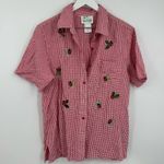 American Vintage Vintage Y2K Ladybug Gingham Button Up Shirt Size Medium Fairycore Whimsical Photo 1