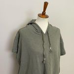 Anthropologie Saturday Sunday Top Hoodie Terry Cloth Poncho Pockets Olive Green Photo 1