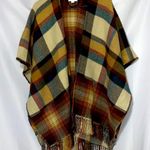 Charter Club  One size Multicolor Plaid Fringe Wrap BUTTON AT SIDES FALL COLORS Photo 0