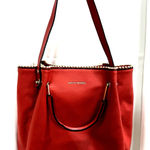 ALEXIS BENDEL RED VEGAN LEATHER GOLD BEAD SATCHEL HANDBAG PURSE Photo 0
