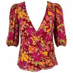 LPA Ada Wrap Top In Liza Floral Red Pink Size XL Photo 0