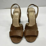 Talbots  Leather Beige Strappy Sandals Wood Block Heel size 7.5 Photo 11