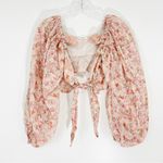 Revolve Tularosa Bristol Cropped Tie Front Peasant Top in Dried Rose Floral Photo 2