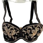 Fantasie Black Embroidered Balconette Bra 30I Floral Lace Trim Underwire Size undefined Photo 0