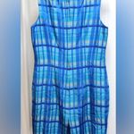 💋John Roberts Vintage Blue Plaid Sleeveless Short Dress Photo 1