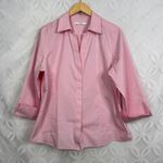 Foxcroft Taylor No Iron Pinpoint 3/4 Sleeve Shirt In Chambray Pink Size 16 NWT Photo 3