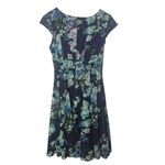 Madison Leigh Navy Floral Lace Fit and Flare Dress Cap Sleeves Size 8 Photo 1
