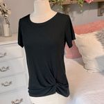 Green Tea  Black Knit Solid Top Womens Small Short Sleeve Photo 1