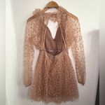For Love & Lemons All That Glitters Star Sheer Tulle Mini Dress M Tan Cream Photo 9