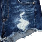 American Eagle SZ 6 Hi-Rise Shortie Jean Shorts Distressed Stretch Frayed Hem Photo 2