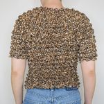 Vintage 90s Leopard Print Bubble Popcorn Shirt Size M Photo 2