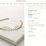 Anthropologie Jennifer Behr Elisabetta Tiara 12K Plated Gold Photo 3
