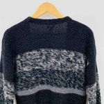 Chico's  Dark Academia Cardigan‎ Sweater sz 1 Medium Black Metallic Silver Wool Photo 3