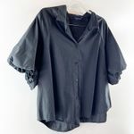 Gap  Organic Cotton Short Puff Sleeve Button Down Shirt Top Black XXL Photo 6