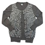 J.Crew Cardigan Sweater Top Sequin XS X-Small Gray Cotton Holiday New Years Eve Photo 0