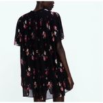ZARA Black Floral Pleated Romper Playsuit Mini Dress Bohemian SZ S Photo 3