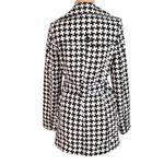Me Jane  Houndstooth Trench Coat Jacket Size S Wool Blend Black White Photo 5