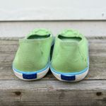Keds  bright green twill canvas fray toe slide on shoes Photo 4