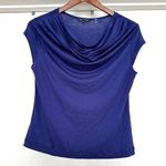 Nic+Zoe Cap Royal Blue Sleeve Drape Neck Shirt Sz Medium Photo 0